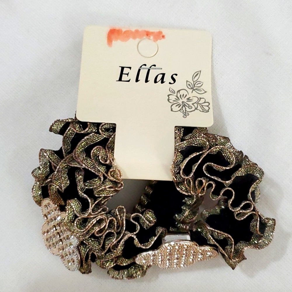 New Set of 2 black Ties w Silver details
